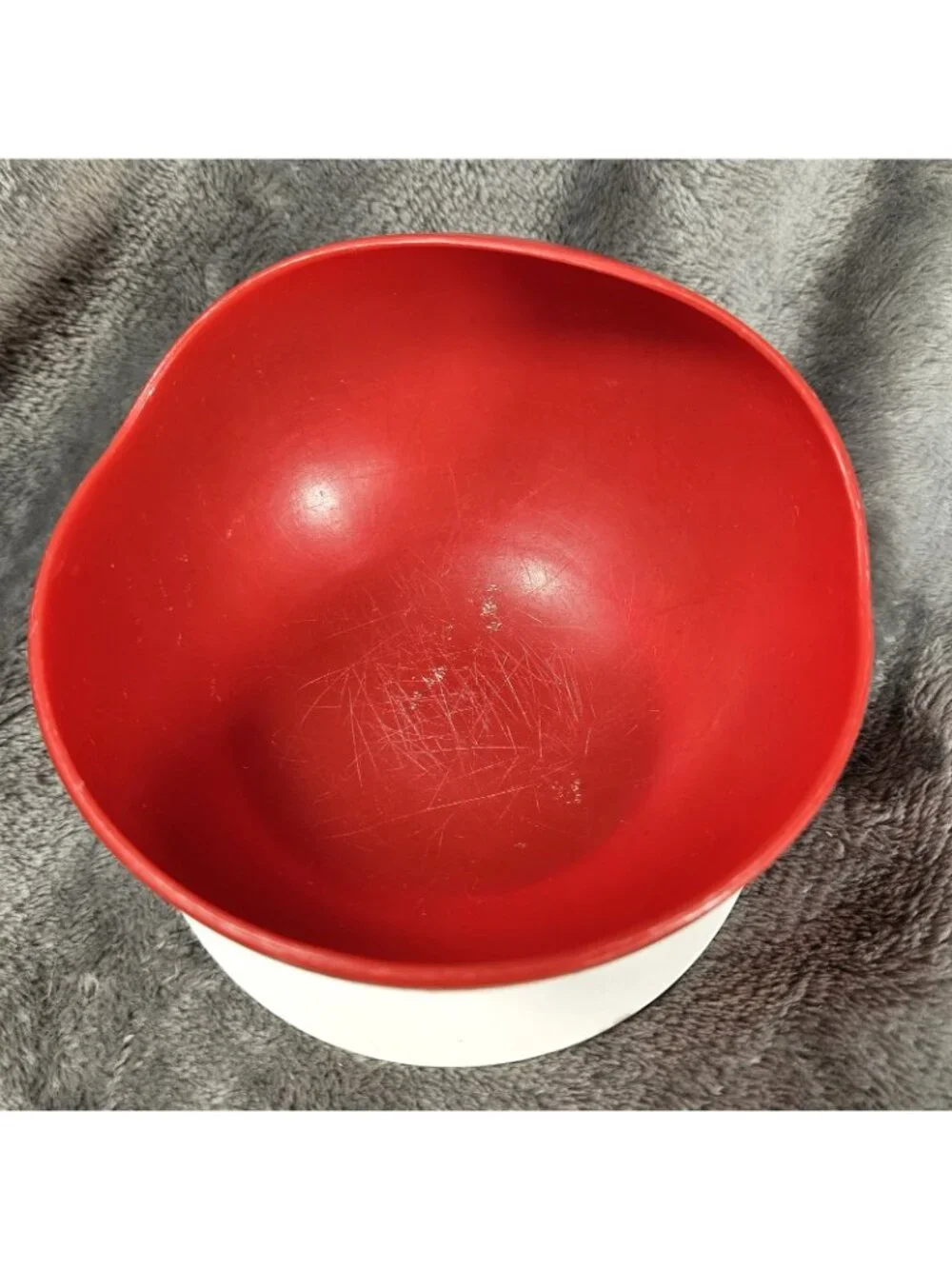 Vintage 70s Tommee Tippee Weaning Toddler Feeding Bowl Red White Plastic READ